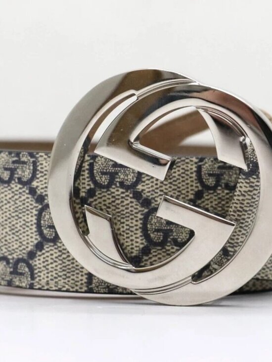 GUCCI Blue & Beige GG Marmont Belt 411924 Size 90/36 US main image 6